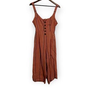 Cali 1850  Orange Striped Jumpsuit